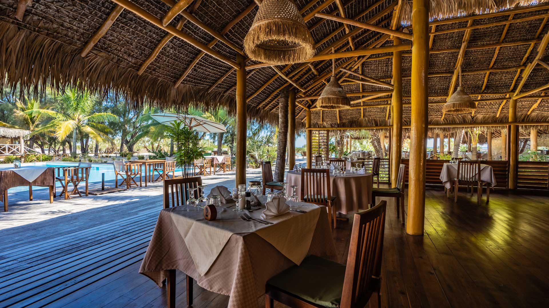 Restaurant de l'hôtel Palissandre Morondava, Madagascar