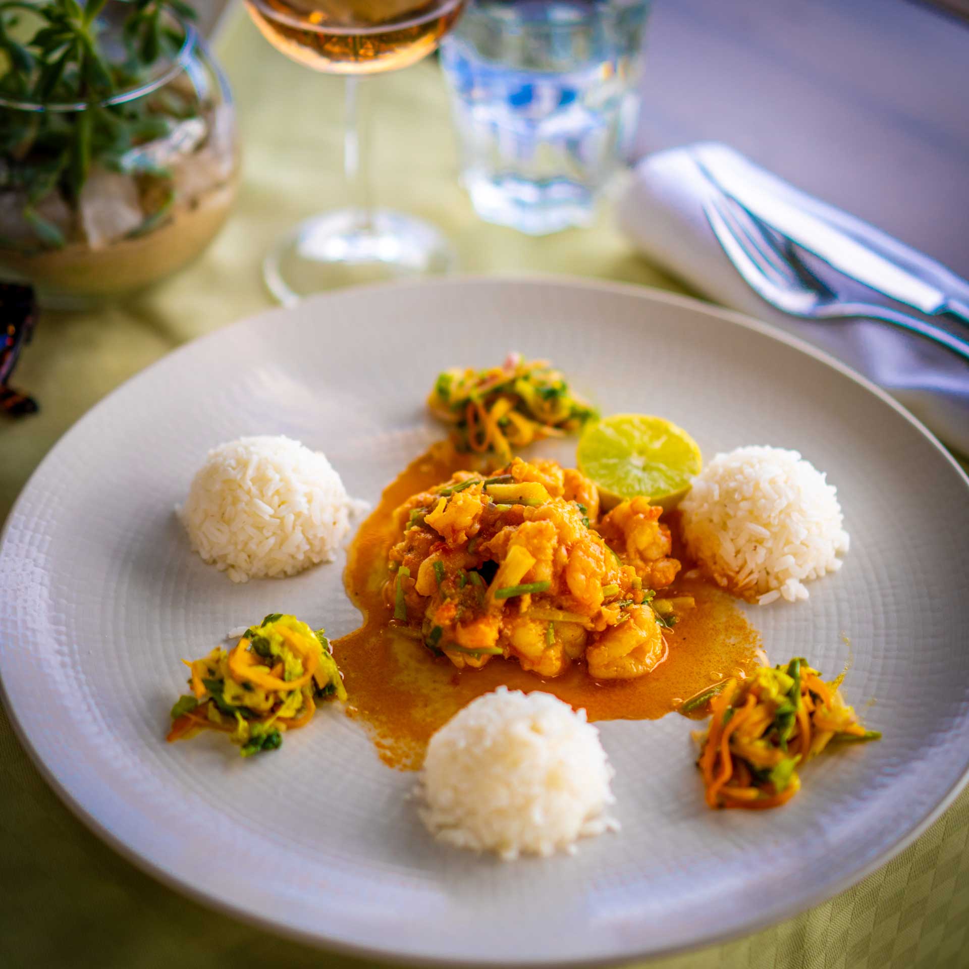 Plat d'un restaurant des hôtels Palissandre Madagascar